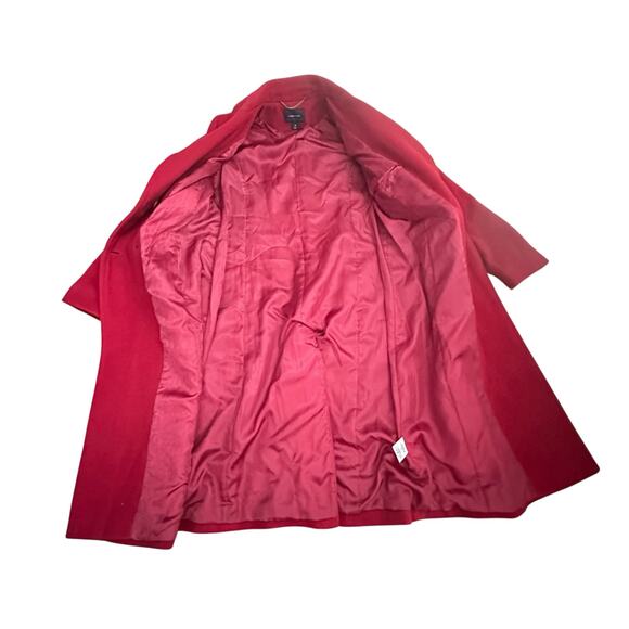 Lands’ End Red Wool Cashmere Overcoat Long Women 8 Double Breasted Winter Coat - Picture 9 of 11